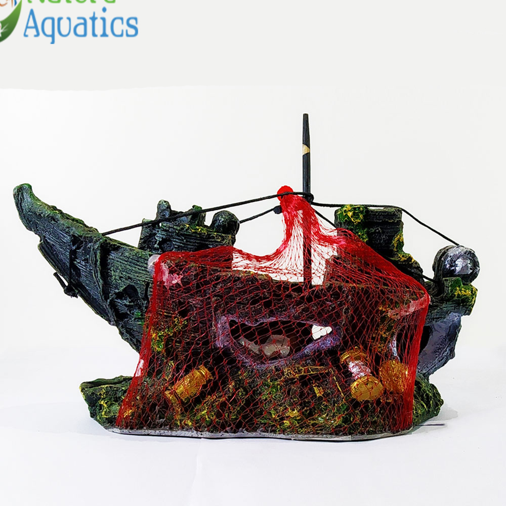 Boat with Fishing Net- Aqua Decor